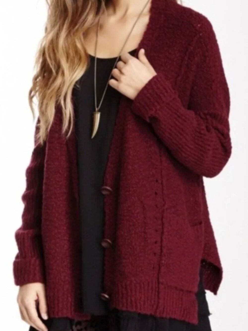 Free People Fall Friend Slouchy Wool-Blend Cardigan Sweater - Womens Medium